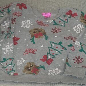 JOJO SIWA NICKELODEON CHRISTMAS SWEATSHIRT GREY WITH DOG PRINT, SIZE 7/8 GIRLS